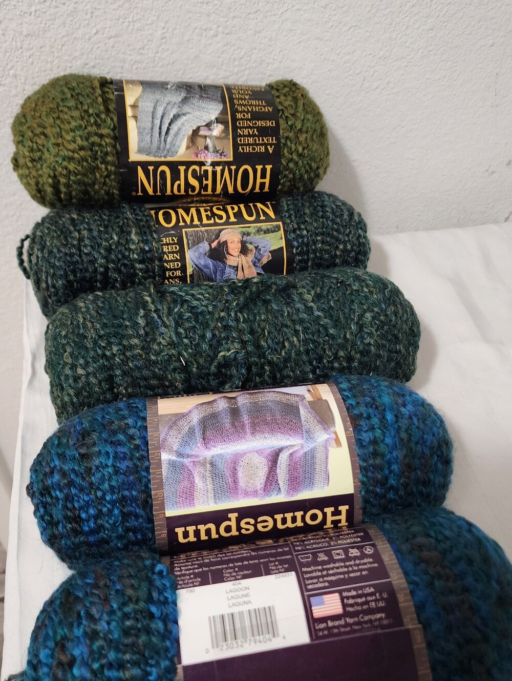Homespun Chunky Yarn Skeins in Greens and Teal